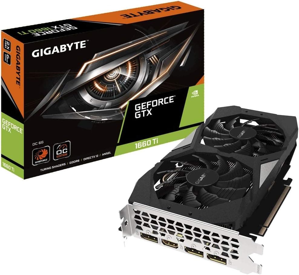 GIGABYTE GeForce GTX 1660 Ti OC 6G 192-bit GDDR6 DisplayPort 1.4 HDMI 2.0B con sistema de refrigeración Windforce 2X Tarjetas gráficas - Gv-N166TOC-6GD