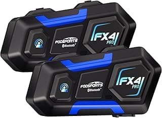 FX4 Pro Intercomunicador Bluetooth para casco de motocicleta con control de voz AI, sistema de comunicación de auriculares de 4 vías, música manos libres/respuesta automática/radio FM, paquete de 2