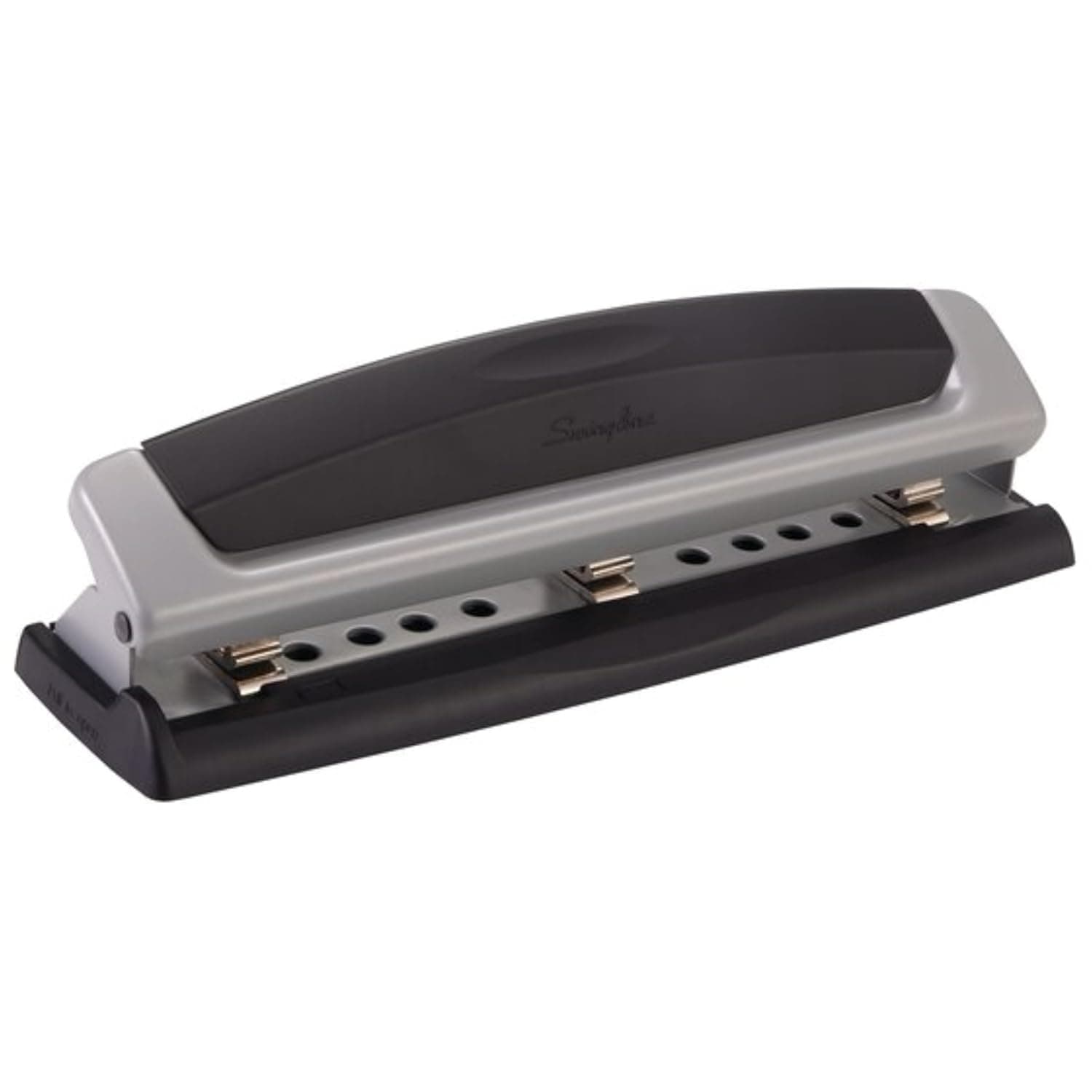 Swingline Perforadora de escritorio, Perforadora, Precision Pro, Ajustable, 2-3 agujeros, Capacidad de perforación de 10 hojas, Negro/Gris (74038)