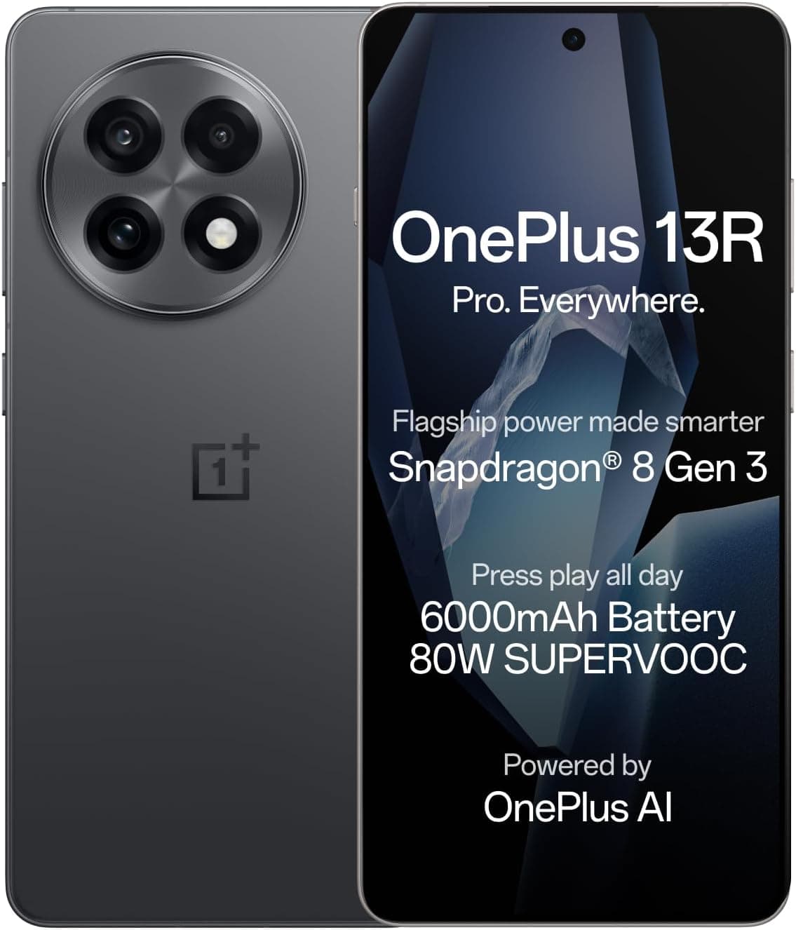 OnePlus 13R Dual SIM 256GB ROM + 12GB RAM (SOLO GSM | SIN CDMA) Smartphone 5G desbloqueado de fábrica (Nebula Noir) - Versión internacional