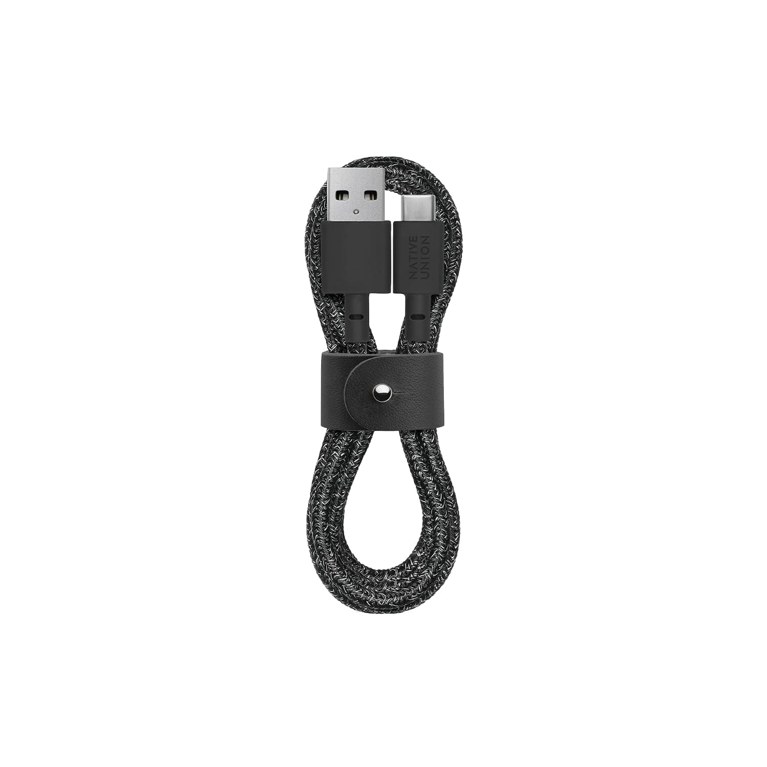 Native Union Cable para cinturón USB-A a USB-C - Cable de carga ultrarresistente de 4 pies con correa de cuero - Compatible con iPhone 17 Pro, 17e, iPhone Air, Galaxy S26/S25 Ultra, Fold 7/Flip 7, iPad Pro (Cosmos)