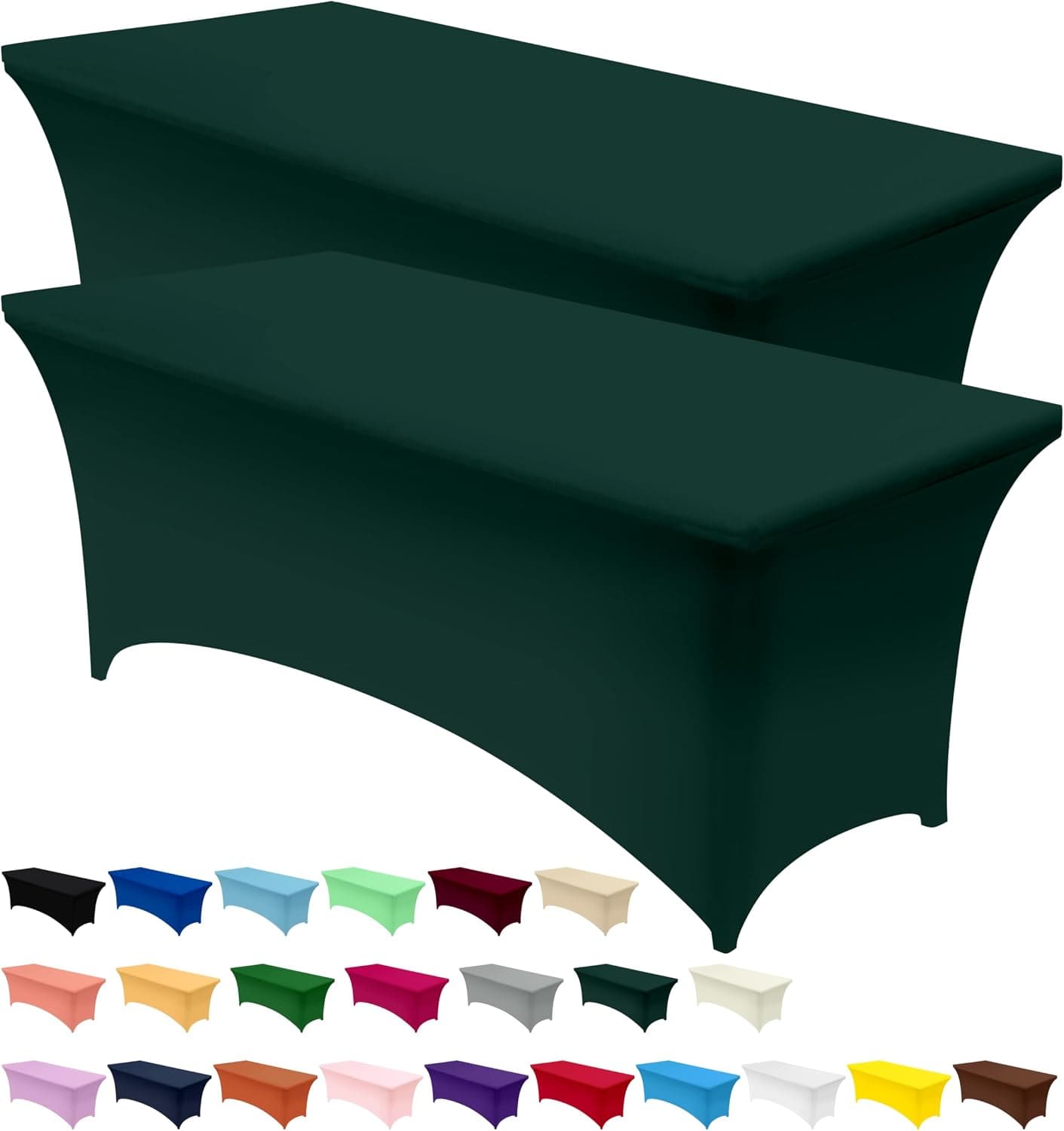 Utopia Kitchen Mantel de licra, paquete de 2 [6 pies, 72 largo x 30 ancho x 30 alto, verde cazador] | Cubierta rectangular elástica para mesa de patio, ajustada, ajustada, lavable y resistente a las arrugas, para eventos, bodas, banquetes y fiestas