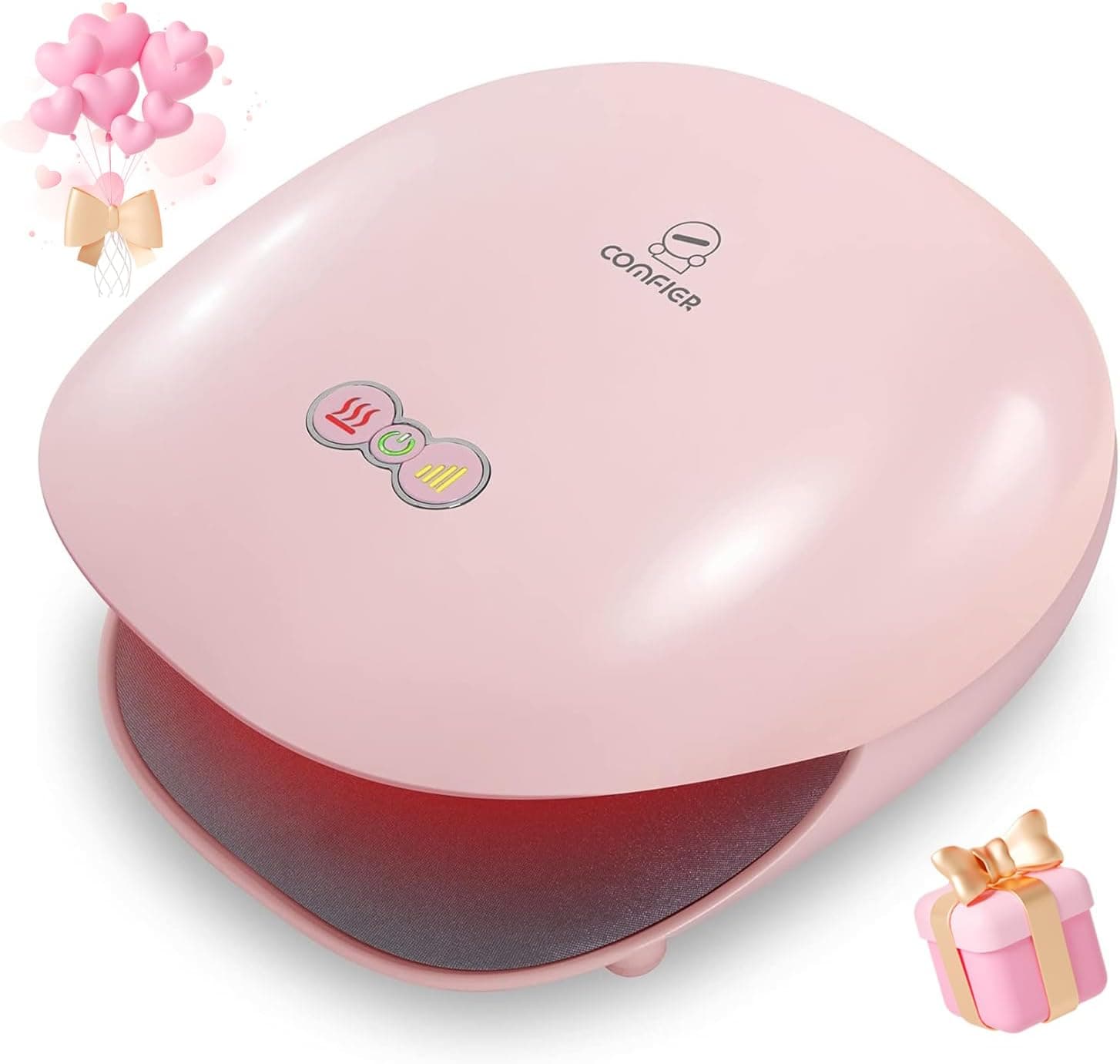 COMFIER Masajeador de manos inalámbrico con calor -3 niveles de compresión y calentamiento, máquina masajeadora de manos recargable para túnel carpiano, regalos ideales para mujeres (rosa pétalo)