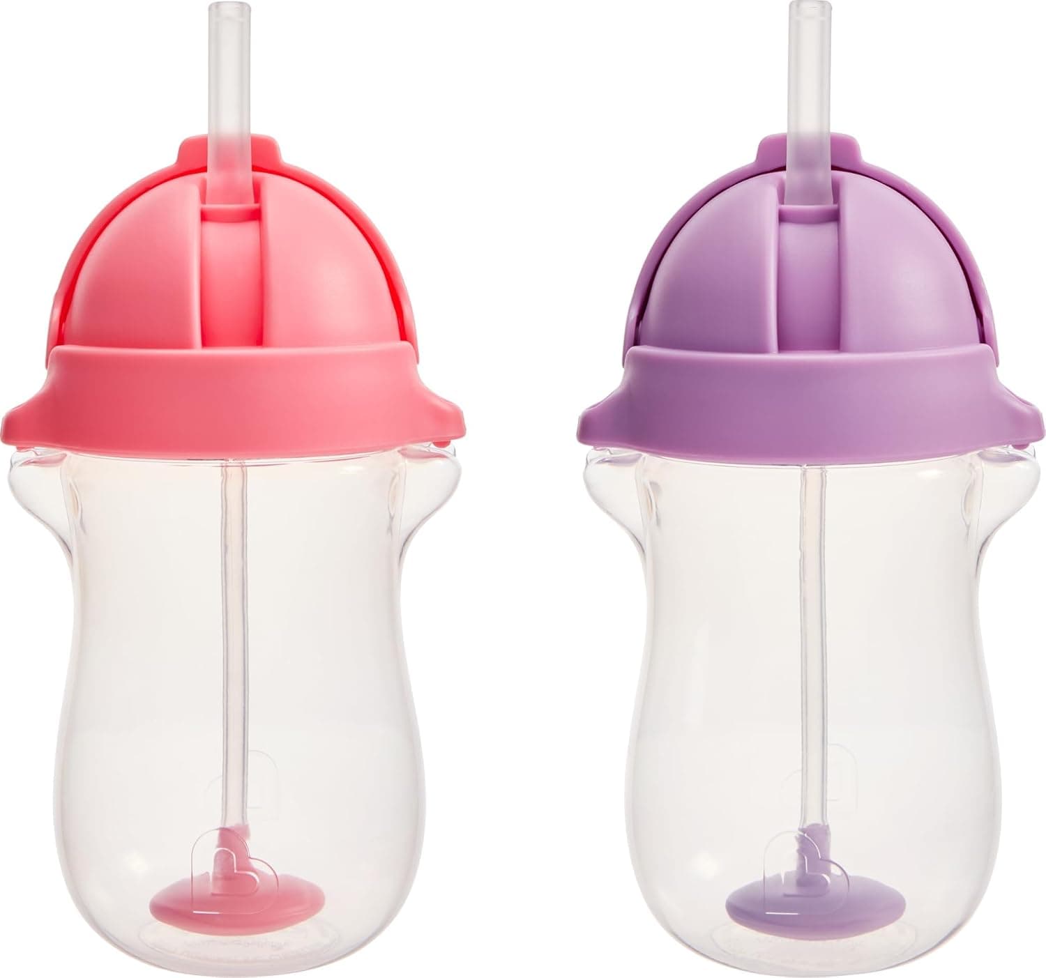 Munchkin Copas de Paja Pesadas en Cualquier Ángulo para Niños Pequeños con Tapa Click Lock, 10 Onzas, Paquete de 2, Rosa/Morado