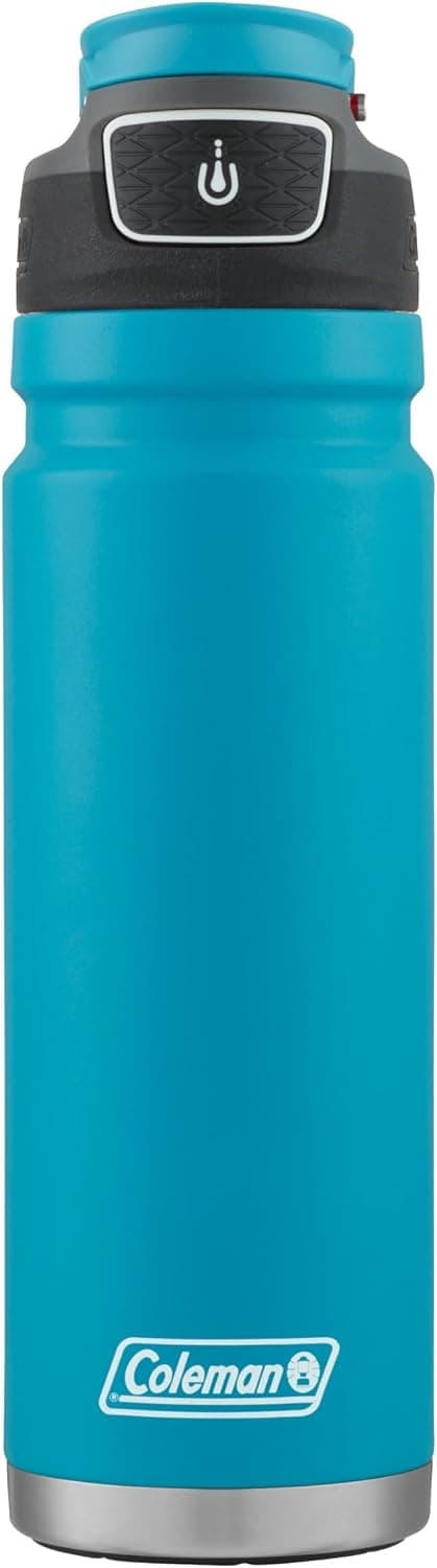 Coleman FreeFlow AUTOSEAL Botella de agua de acero inoxidable, 24 onzas, Mar Caribe