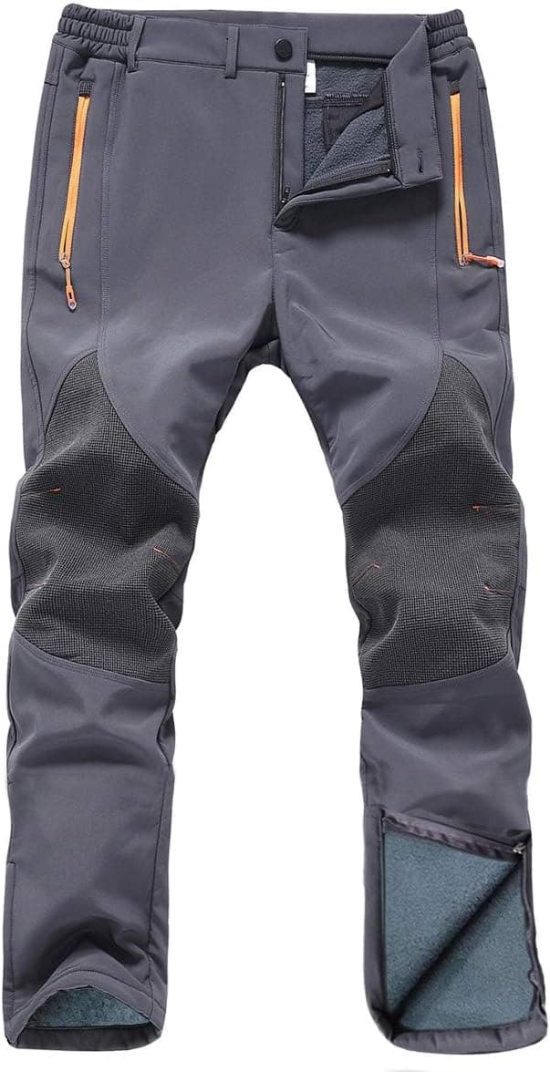 Pantalones de snowboard Softshell impermeables para esquí de nieve para hombre, senderismo al aire libre, pierna inferior con cremallera y forro polar