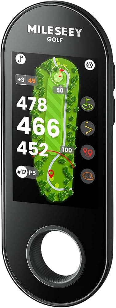MILESEEY GeneSonic Go Golf GPS portátil con más de 43.000 campos (sin suscripción) | Dispositivo magnético de medición de telémetro de golf, pantalla táctil a todo color de 3", distancias de disposición/FCB/peligro, batería de 10H, resistente al agua IP67