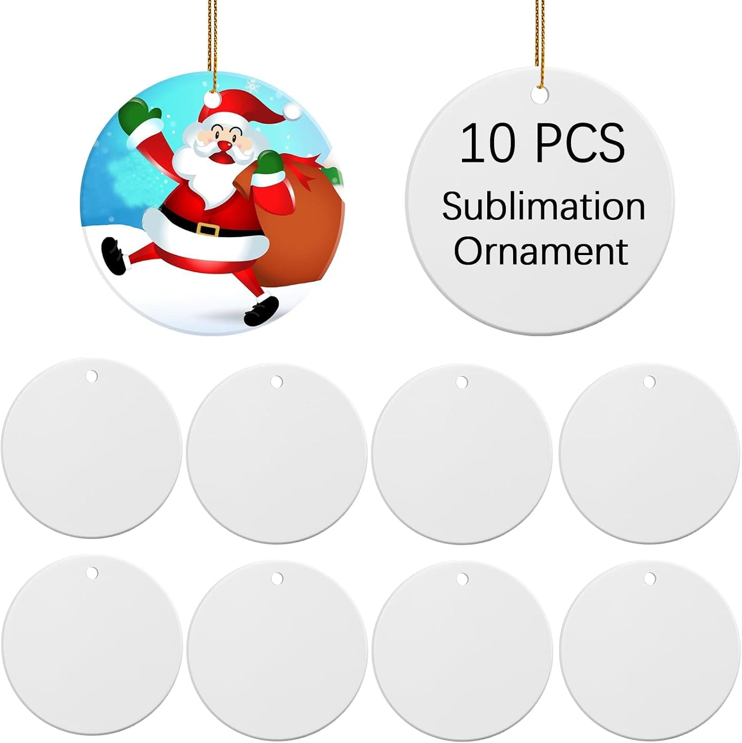 10 PCS Adorno de sublimación de cerámica en blanco a granel 3 pulgadas Artesanías redondas blancas DIY Personalizado Impreso Navidad Hogar Porcelana Pintable Decorar