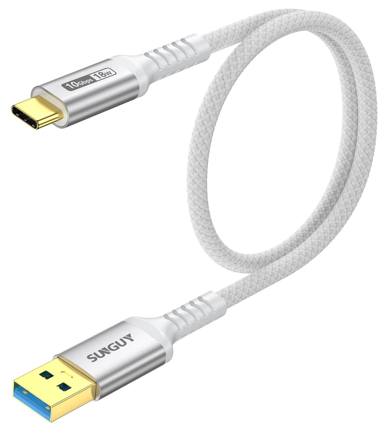 SUNGUY 10Gbps Android Auto USB C Cable, 1.5FT 3A USB 3.1 Gen 2 Fast Charge & Data Transfer USB C CarPlay Cable for iPhone 17 16 15 Pro Max, Galaxy S24 S23 S22 Ultra, SSD (White)
