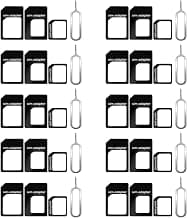 Paquete de 10 Kit de Adaptador de Tarjeta SIM, Kit Convertidor Nano Micro Estándar 4 en 1 con Pin de Expulsión de Bandeja SIM de Acero 1, Negro