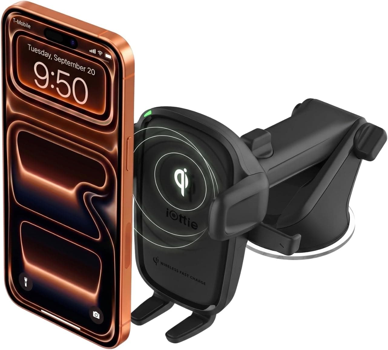 iOttie Cargador de Coche Easy One Touch Wireless 2 Qi Charging Dashboard Phone Mount para iPhone, Samsung Galaxy, Huawei, LG, Smartphones