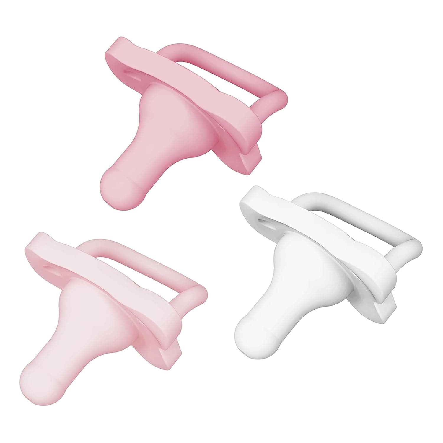 Dr. Brown's HappyPaci Chupete para bebé 100% silicona, diseño contorneado de una sola pieza, rosa claro/rosa/blanco, 0-6 m, sin BPA, paquete de 3