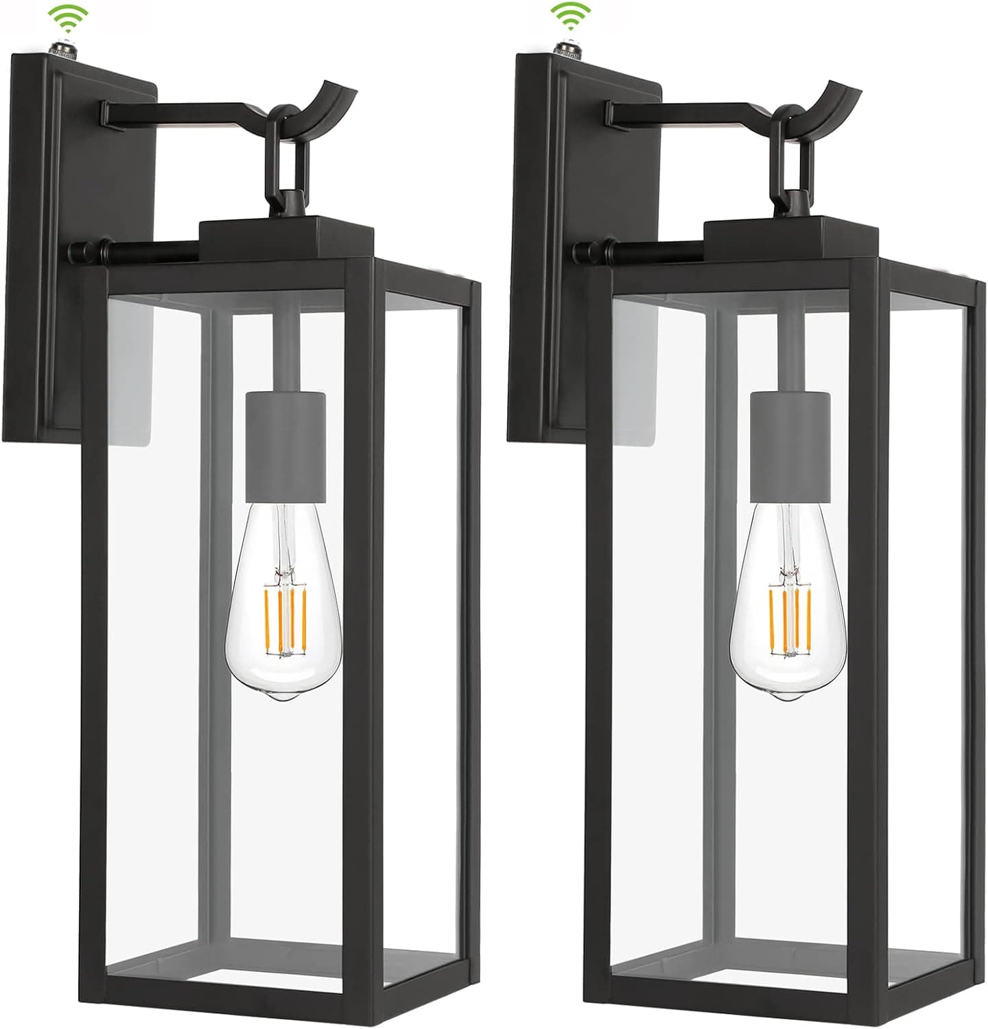hykolity Iluminación exterior grande del atardecer al amanecer, luces de pared para exteriores de 18 pulgadas | Linternas de pared impermeables para exteriores, aplique de pared Exterior negro, luces exteriores para casa, Patio, porche, garaje, paquete de 2