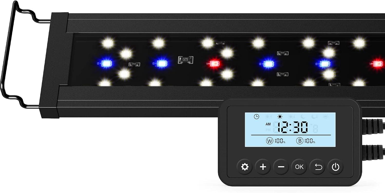 NICREW SkyLED Plus Aquarium Plant Light, Freshwater Fish Tank Light with Ramp Up and Dim Down, Spectrum Adjustable and Lighting Schedule Programmable with Controller, 36-48 Inches, 36 Watts