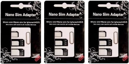 KIT de adaptador de tarjeta SIM, paquete de 3 de R-SIM (9 adaptadores en total: Nano a Micro, Nano a Regular, Micro a Regular) con extractor de SIM/expulsor de pines (negro)