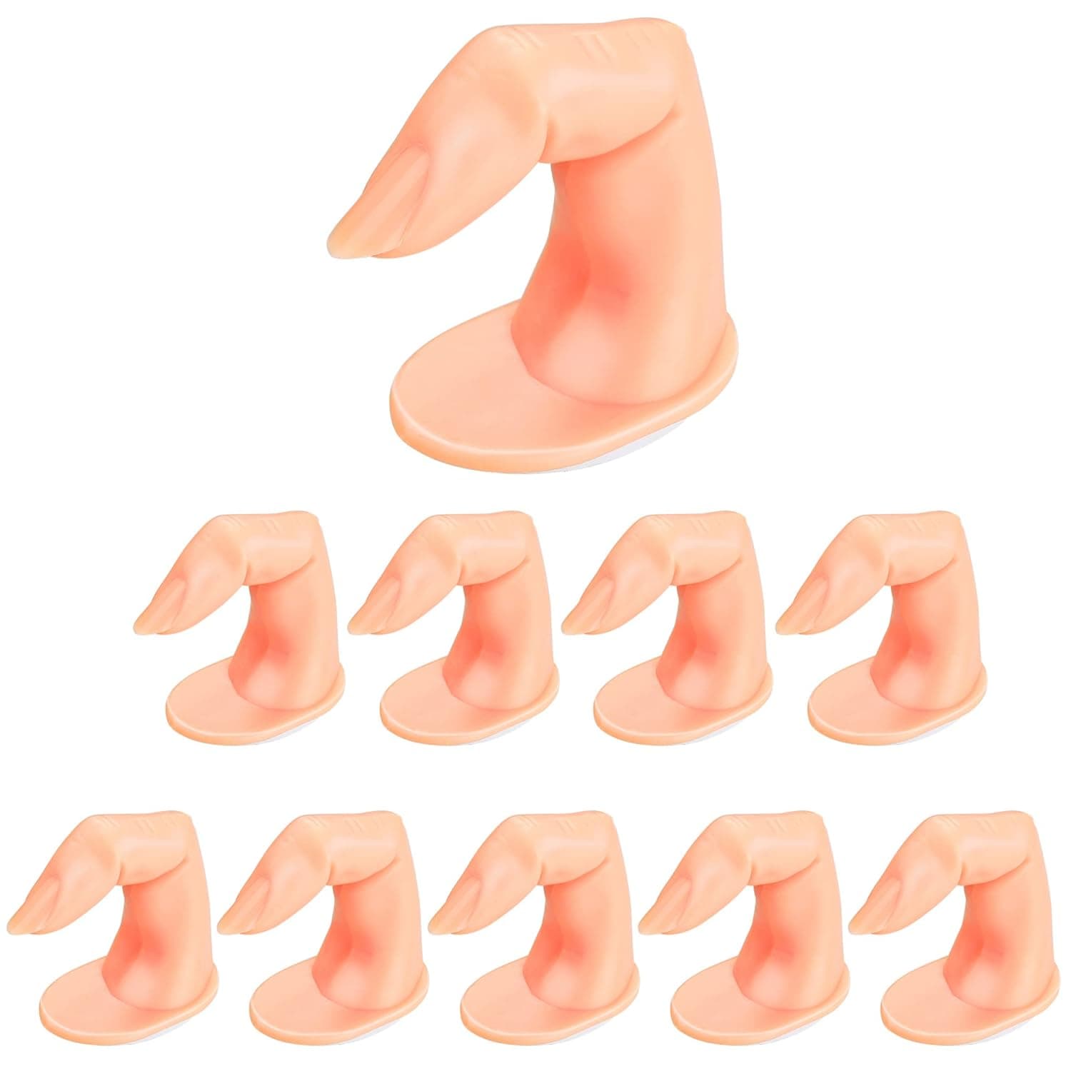 Mudder 10 Piezas Mini Dedos de Práctica Uñas Acrílicas, DIY Nail Art Training Fingers, Uñas de Plástico Display Decoración Herramientas Entrenamiento Dedo para Acrílico, Gel y Nail Art Principiantes