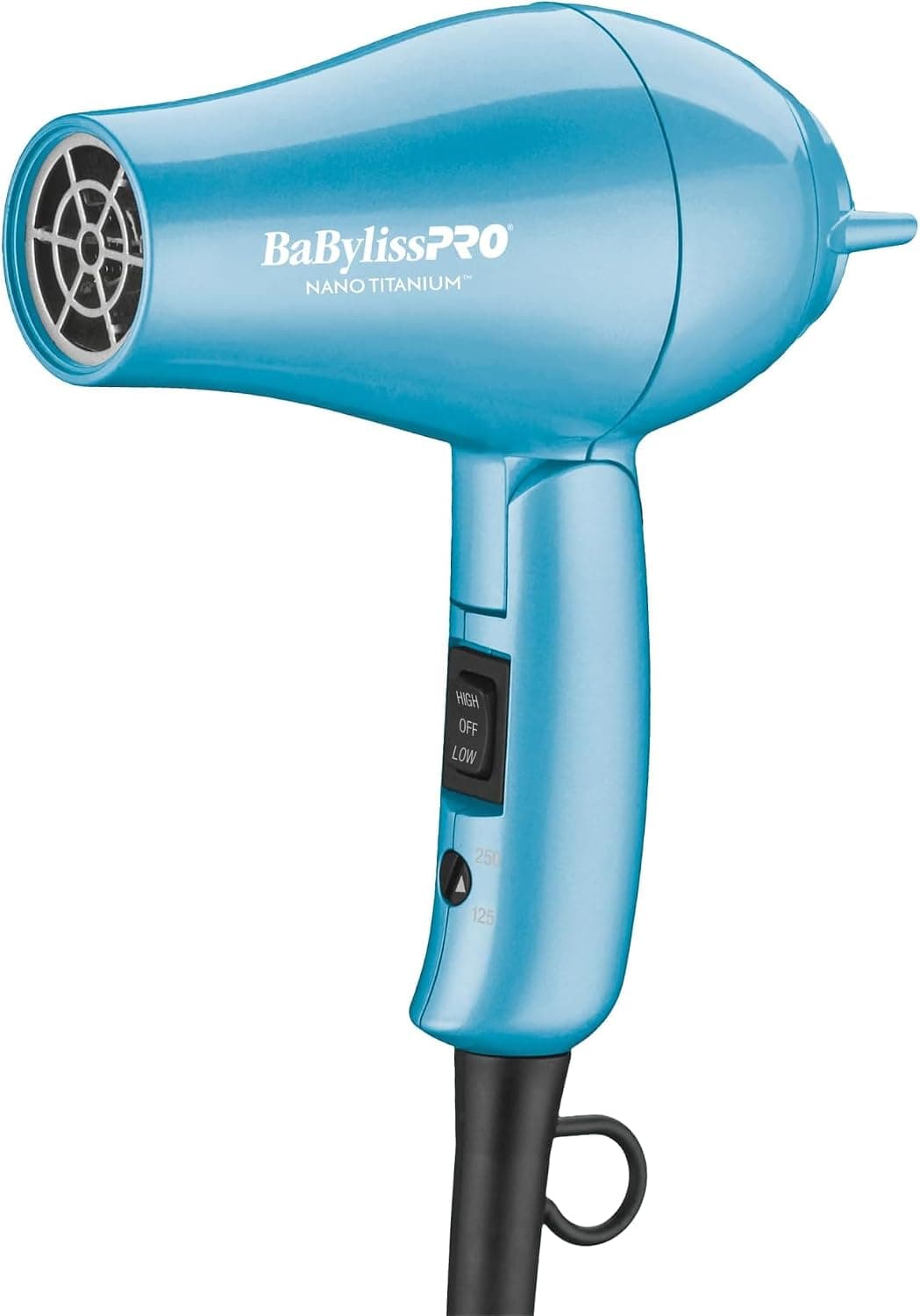 BaBylissPRO Secador de pelo de viaje Nano Titanium, secador profesional de 1000 vatios con boquilla concentradora, mango plegable, doble voltaje