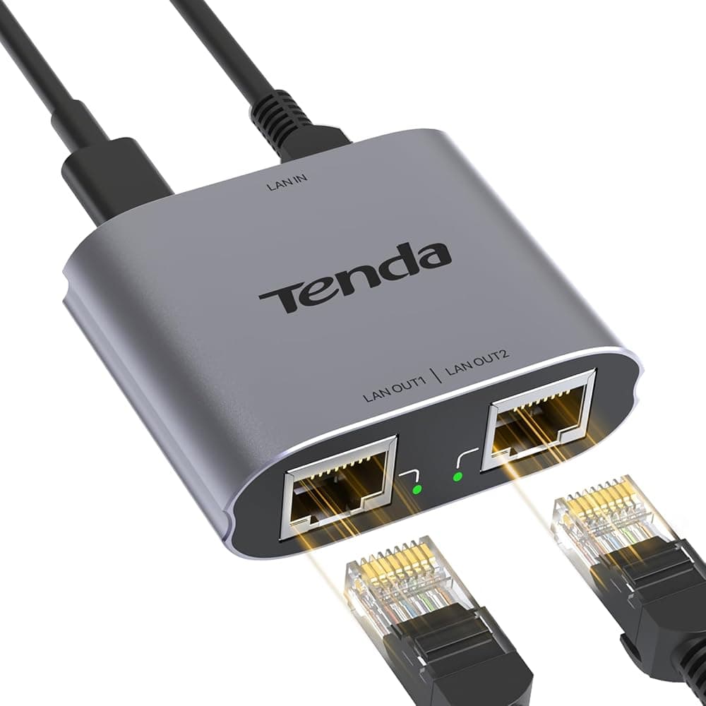 Divisor Gigabit Ethernet 1 a 2, Divisor de Internet de 1000 Mbps, Alimentación USB, Plug & Play, Divisor RJ45 para cable Ethernet Cat 5/5e/6/7/8, Divisor LAN para conmutador de red de 2 dispositivos (SG103M)