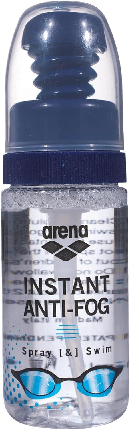 ARENA Spray antivaho instantáneo para gafas de natación, tratamiento que evita el empañamiento, práctica de natación, solución desempañadora esencial, 35 ml, hasta 150 aplicaciones, transparente