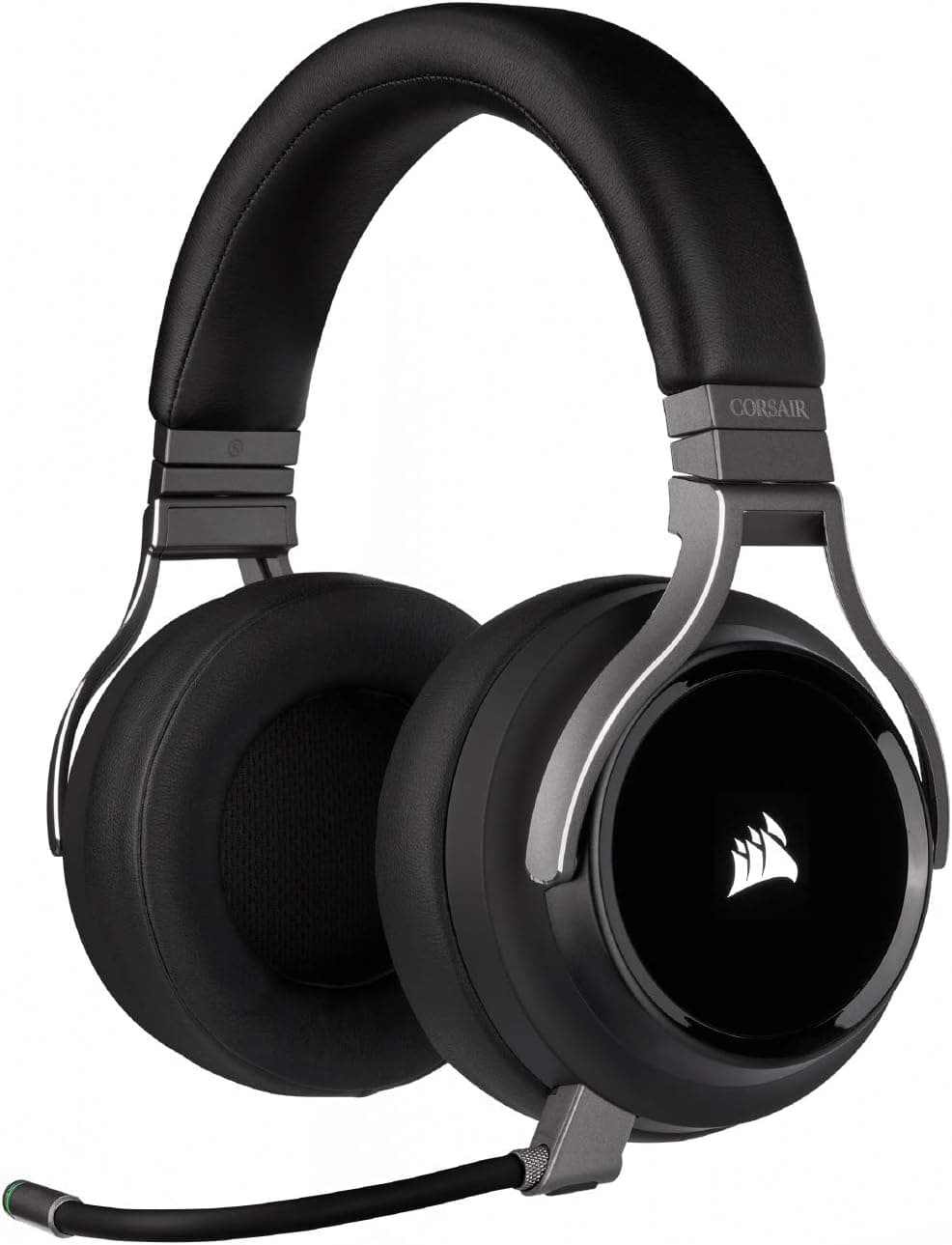 Corsair Virtuoso RGB Auriculares inalámbricos para juegos - Sonido envolvente 7.1 de alta fidelidad con micrófono de calidad de transmisión - Auriculares de espuma con memoria - Duración de la batería de 20 horas - Funciona con PC, PS5, PS4 - Carbono, Premium