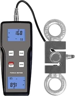 FM-204-500K (4900N/500kgf/1100Lbf) Dinamómetro digital con medidor de fuerza de empuje y tracción con sensor de celda de carga externa, modo pico/pista, precisión del 0,5%
