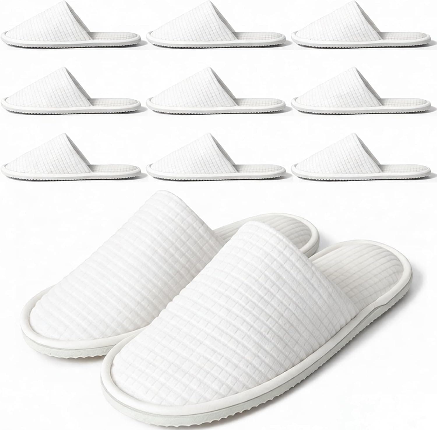 Anmerl 10 Pairs Disposable Hotel Slippers - Bulk Guest House Shoes for Spa, Wedding, Travel, Universal Size, Non-Slip, Washable with Individual Packaged