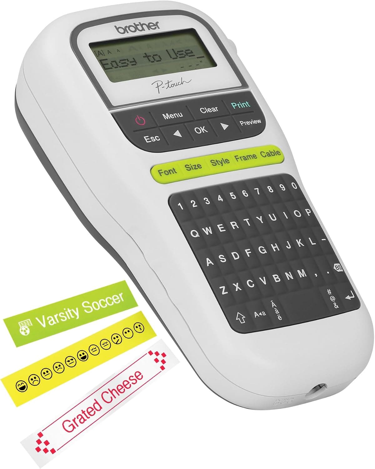Brother P-Touch Label Maker, PTH110, Impresora de bolsillo sin tinta de transferencia térmica, teclado QWERTY portátil y liviano, teclas de un toque y múltiples plantillas para organización del hogar y la oficina mientras viaja