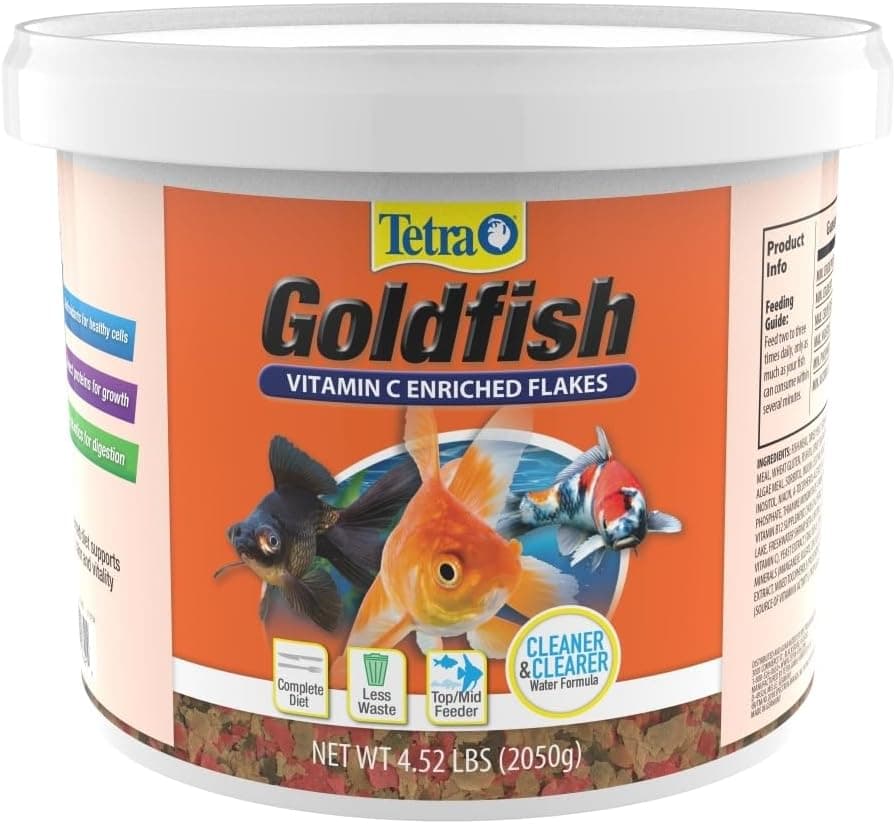 Tetra Goldfish Flakes, dieta nutricionalmente equilibrada para peces de acuario, escamas enriquecidas con vitamina C, 4.52 lbs oz