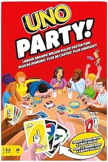 Mattel,UNO Party Card Game-Larger Groups! Wilder Rules! Faster Fun!