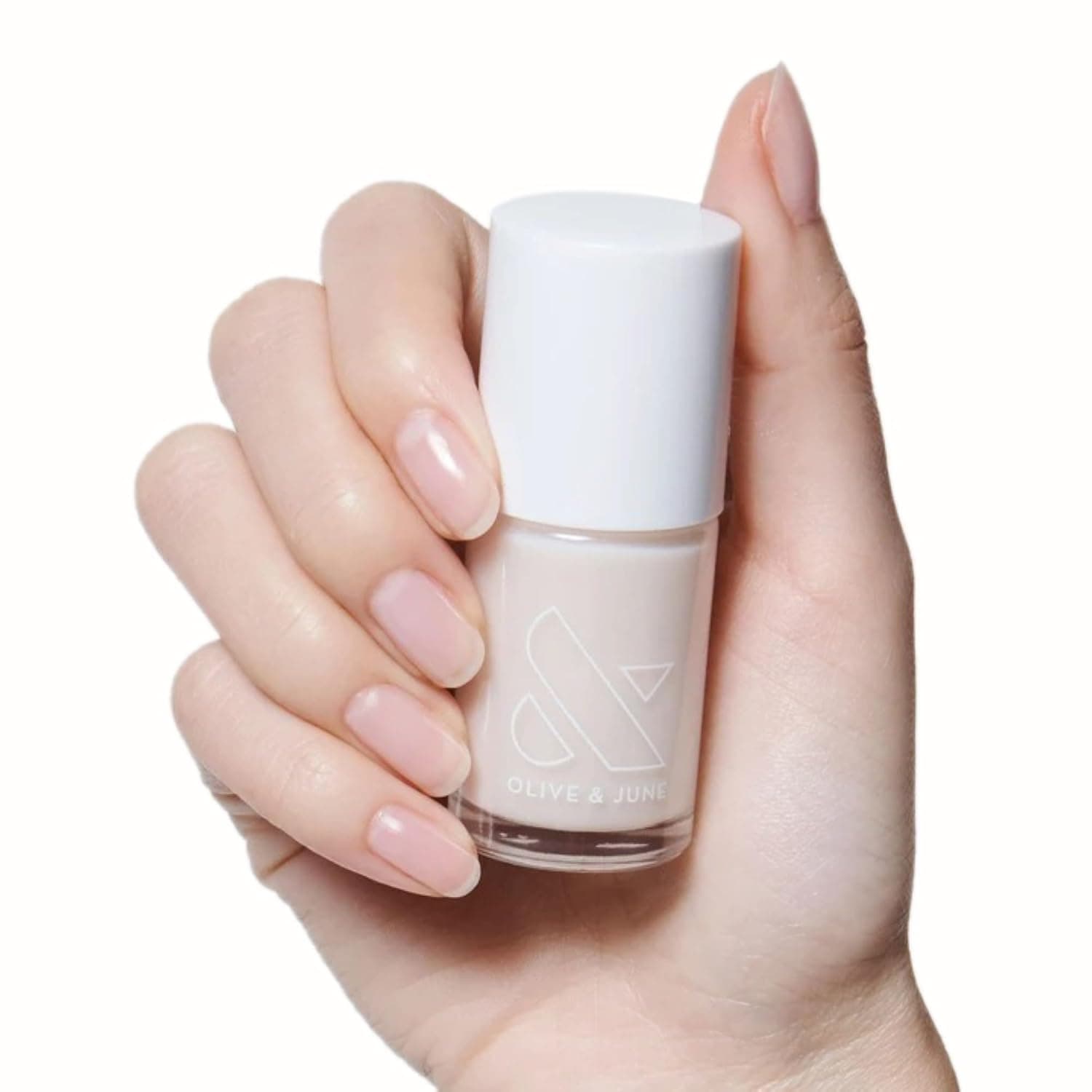 Esmalte de uñas de larga duración Olive & June, BEB Sheer White | Acabado regordete tipo gel, no necesita lámpara; Sin 15, vegano, libre de crueldad animal, resistente a las astillas; dura hasta 10 días; calidad de salón