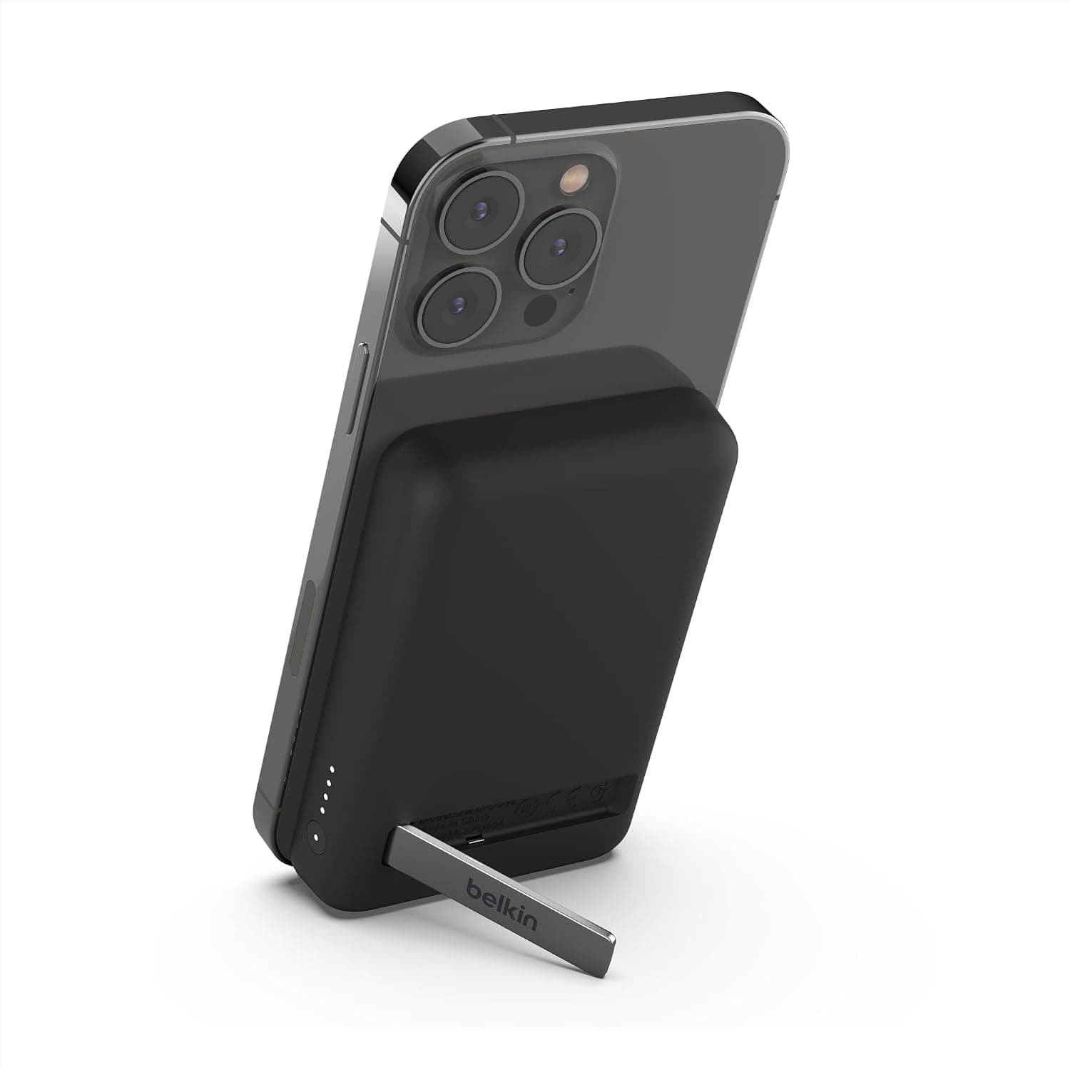 Batería externa MagSafe de 5000 mAh y 7,5 W de Belkin con soporte | Paquete de batería de carga inalámbrica, iPhone 17, Air, Pro, Pro Max, iPhone 16, AirPods, Apple Watch, Pixel 10, Magnético
