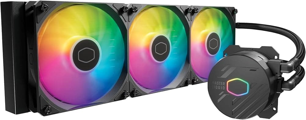 Cooler Master 360L Core AIO CPU Liquid Cooler - Radiador de 360 ​​mm, 3 ventiladores ARGB PWM, bomba de doble cámara patentada Gen S, refrigeración silenciosa y fácil instalación, AMD AM5/AM4 e Intel LGA 1851/1700, negro | Radiador de 360 ​​mm, 3 ventiladores ARGB PWM, Gen S patentado, bomba de doble cámara patentada Gen S, refrigeración silenciosa y fácil instalación