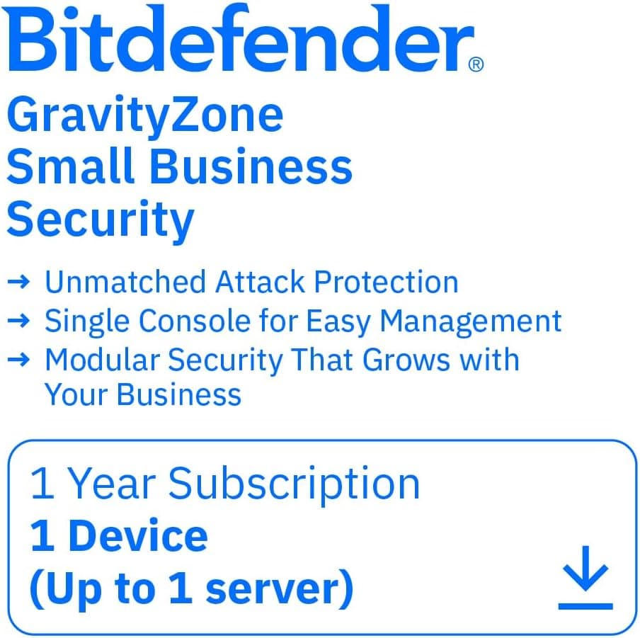 Bitdefender GravityZone Small Business Security – 1 Device (Up to 1 Server) | 1 Year Subscription | PC/Mac | Online Code