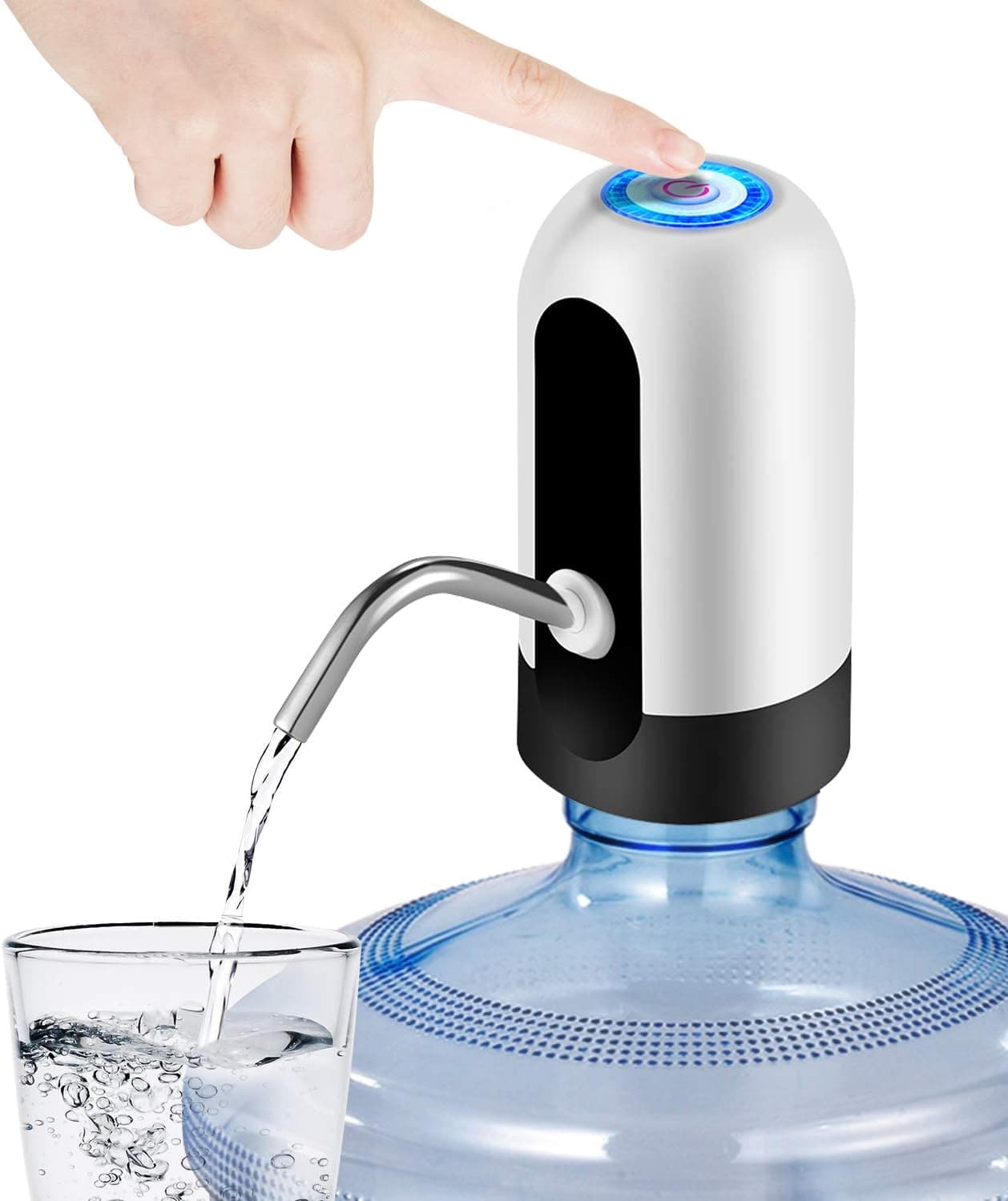 JOYHILL Bomba dispensadora de botellas de agua de 5 galones, bomba eléctrica para jarras de agua | Dispensador automático con un solo toque, bomba recargable por USB, fácil acceso al agua, sin levantamiento pesado, portátil, oficina en casa, RV, Camping