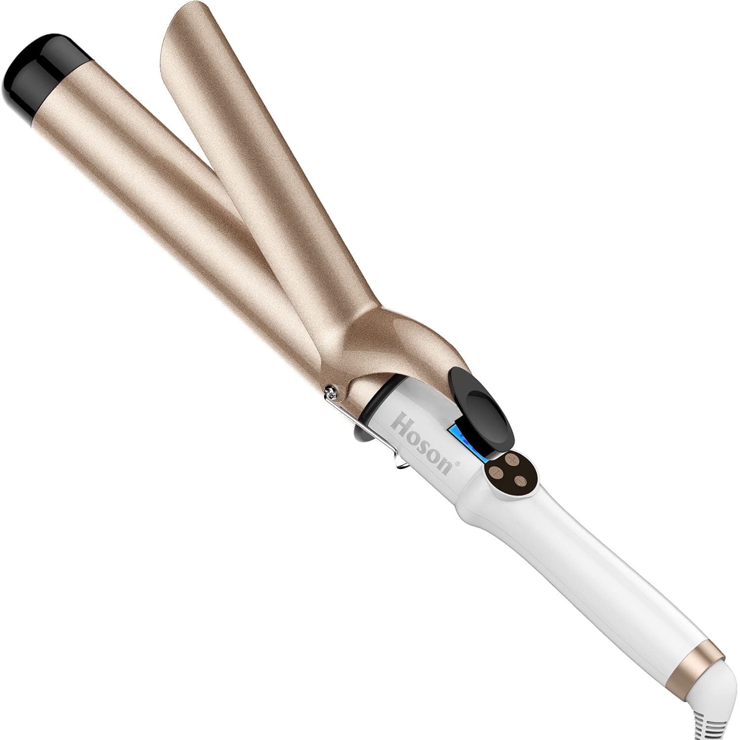 Hoson 1 1/2 Inch Curling Iron Large Barrel 1.5 Inch Ceramic Long Barrel | Dual Voltage Curling Wand for Long Hair with Loose Waves, 10 Adjustable Temps LCD Display, Glove Include