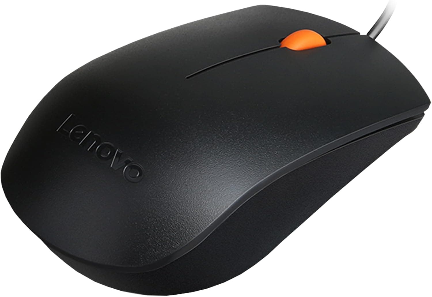 Ratón para ordenador con cable USB Lenovo 300: óptico ambidiestro de tamaño completo con 1600 DPI, conexión USB-A fiable, navegación sencilla con 3 botones, duradero, duradero, negro