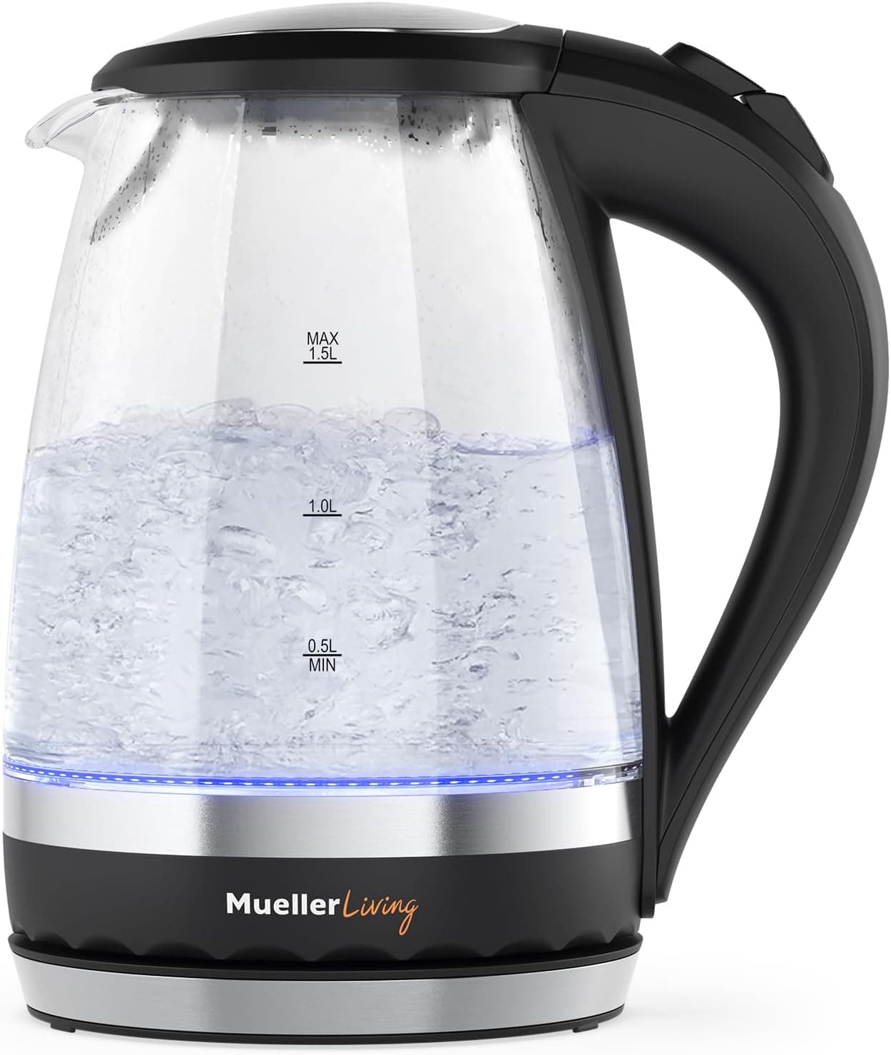 Mueller Living Hervidor eléctrico de 1,5 L, hervidor de té para agua hirviendo
