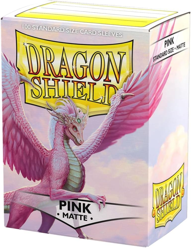 Escudo del Dragón | Fundas para tarjetas mate de tamaño estándar | 100 CT - Fundas TCG suaves y resistentes - Compatible con Pokémon, Carne y Sangre, One Piece y Magic The Gathering | Rosa
