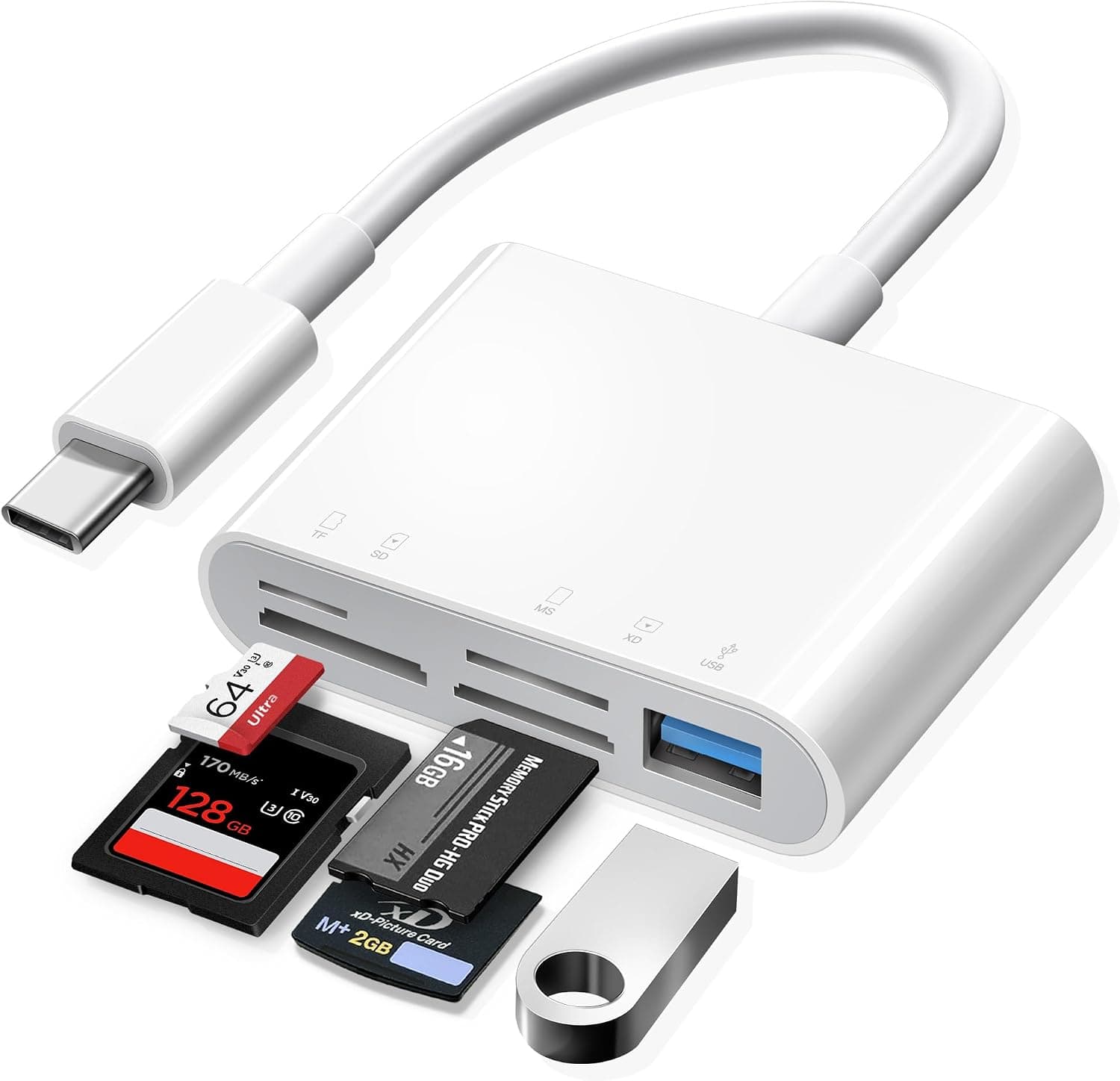 Oyuiasle Lector de Tarjetas SD USB C, USB-C a SD MicroSD XD Picture MS Memory Stick Cards, Tipo C 5 Ranuras Adaptador de Tarjeta de Memoria para iPhone 15 iPad Mac Laptop MacBook y Android Galaxy Más Dispositivos USBC