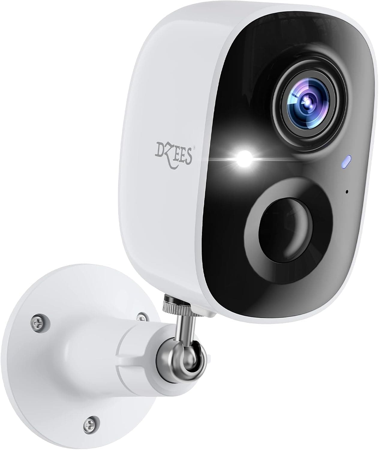 Cámara de seguridad exterior inalámbrica Dzees 3MP 2K con foco y sirena | Detección de movimiento por IA, visión nocturna en color, conversación bidireccional, WiFi, diseño resistente al agua y monitoreo de seguridad en el hogar