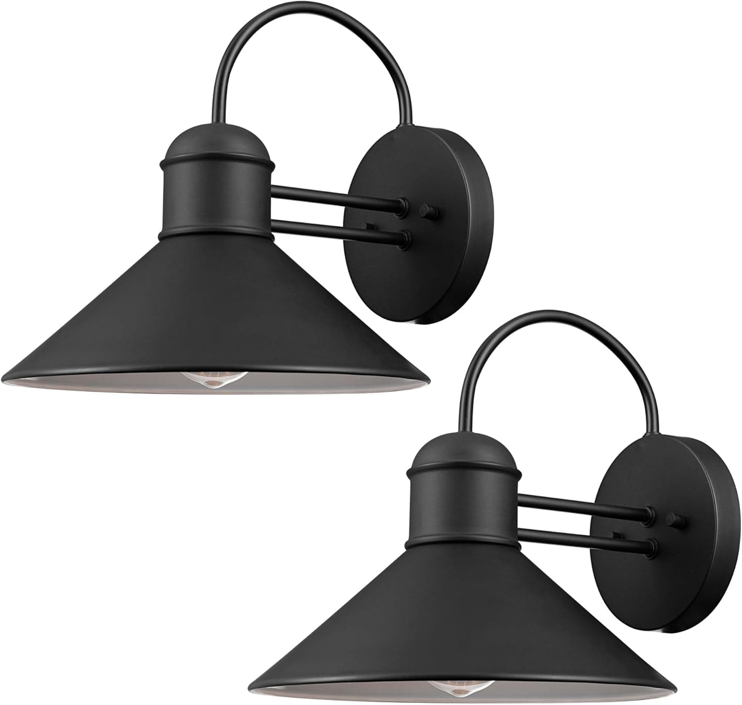 Globe Electric 44165 Aplique de pared para exteriores de 1 luz, paquete de 2, resistente a la intemperie, acabado negro, iluminación exterior moderna, iluminación de pared, luz de porche, decoración de porche delantero, decoración de patio, exterior, bombilla no incluida