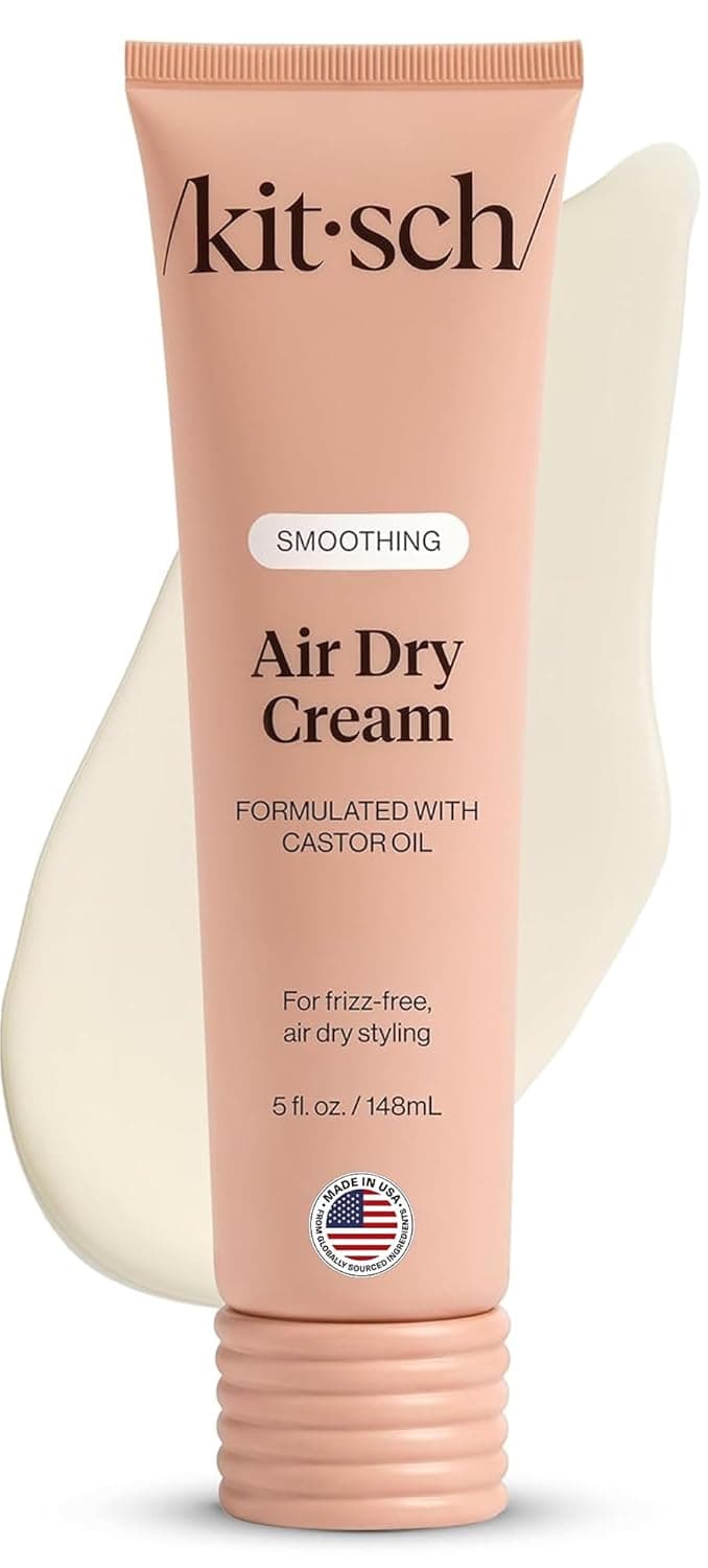 Crema suavizante para secar al aire Kitsch - Con aceite de ricino y aceite de coco - 5 oz | Producto para el cuidado del cabello con control del encrespamiento – Productos ligeros para peinar el cabello – Mejora la apariencia de la textura natural del cabello