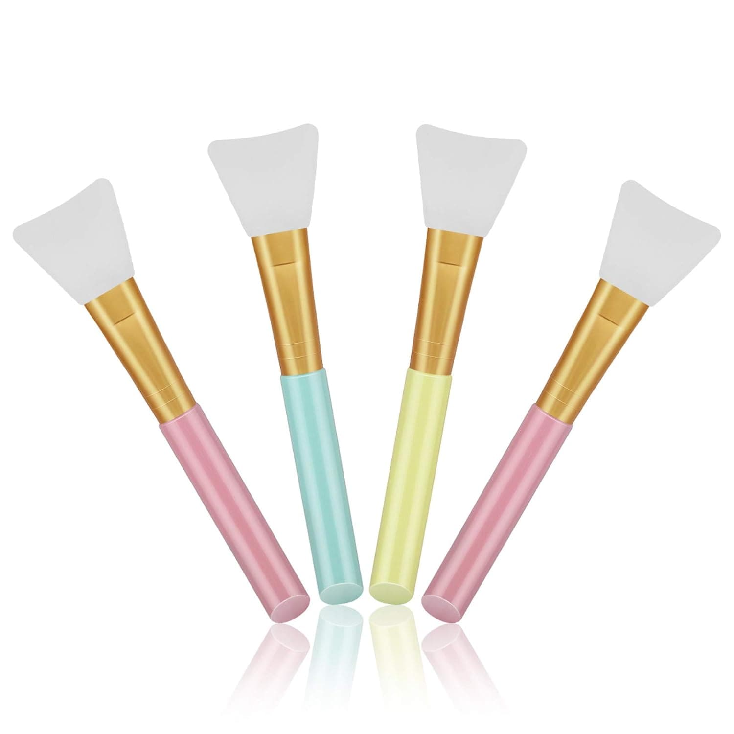 Cuttte 4 aplicadores de mascarilla facial de silicona, cepillos faciales sin pelo para barro | Cepillo flexible para mascarilla facial, aplicador de loción suave, espátula de maquillaje para el cuidado de la piel Facial para barro, humectantes, arcilla, carbón, crema