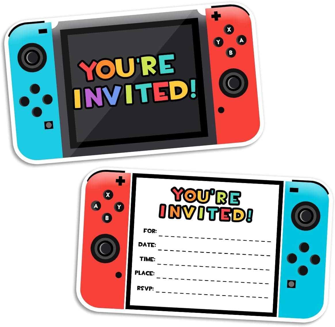 Yangmics Direct Video Gamer Birthday Party Fill In Invitations, Video Game Party Invitations, Decorations, Favors for Boys Kids, 30 Invitations + 30 Envelopes