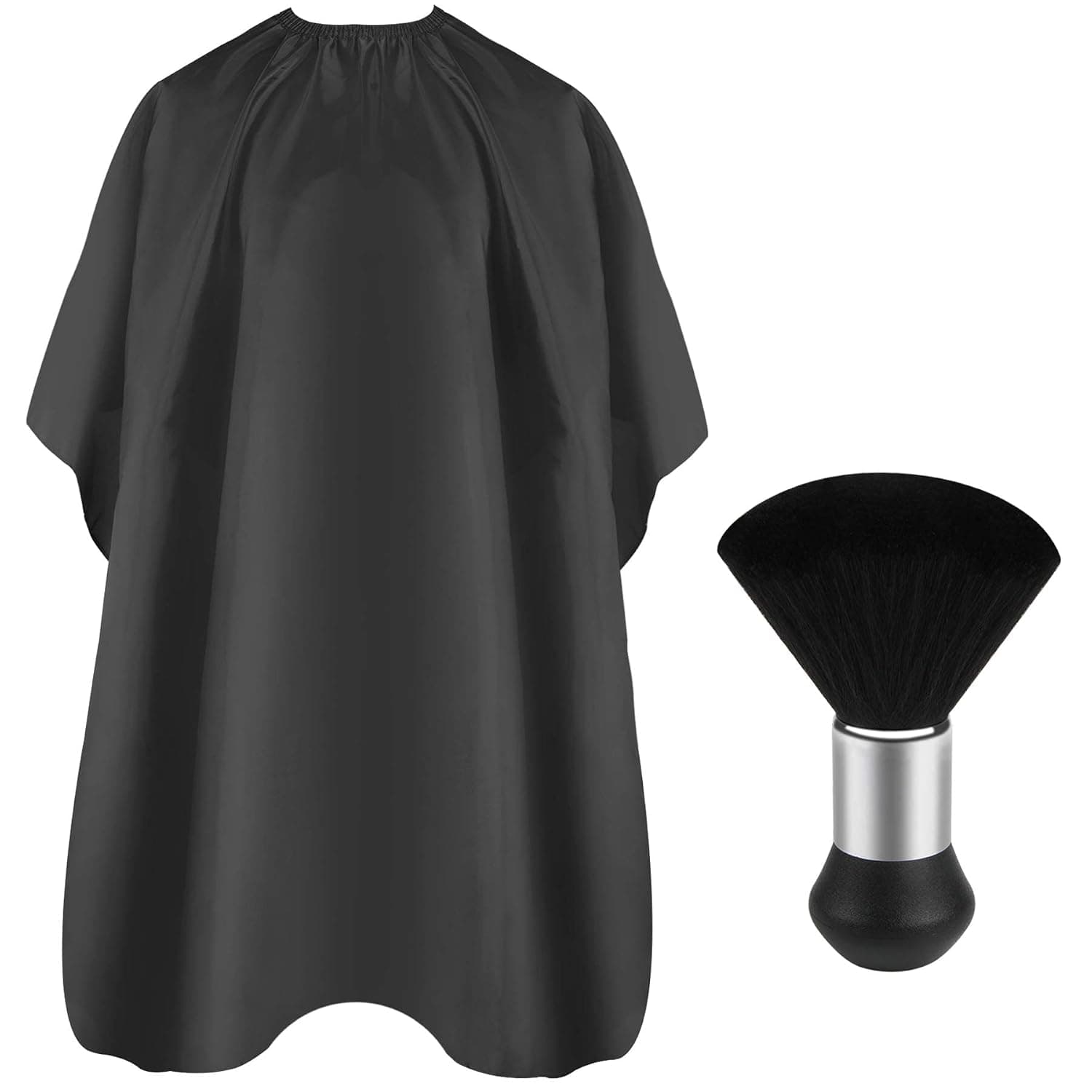 FEBSNOW Capa de barbero Capa de corte de pelo profesional con cepillo para polvo de cuello | Delantal de corte de pelo de cobertura completa para adultos, 47x56 pulgadas, escote ajustable, mantiene la ropa limpia y seca, suministros de peluquería para el hogar