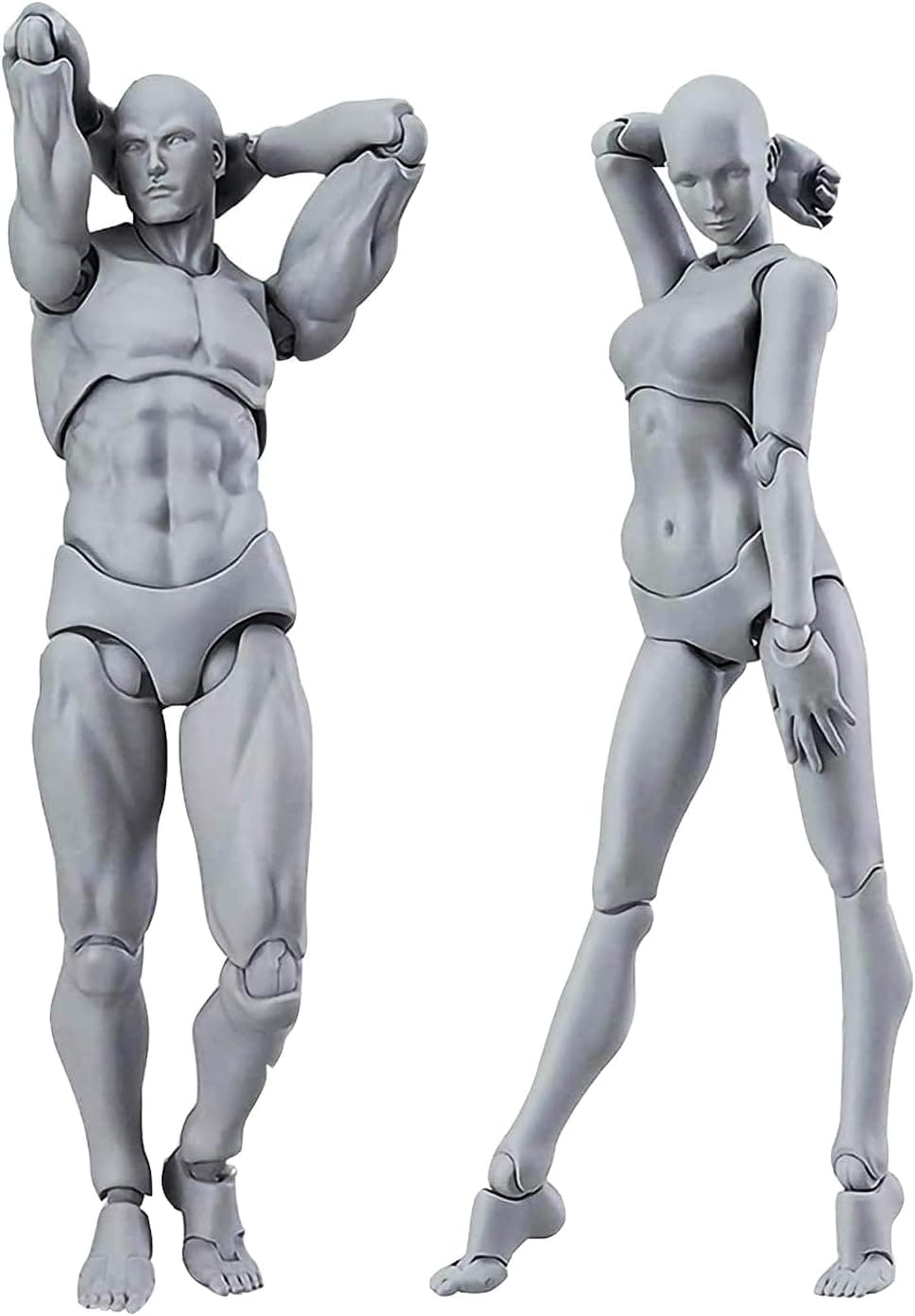 Artists Manikin Art Suministros de figuras de maniquí Herramientas de dibujo,pequeño modelo de figura de dibujo para dibujar,pintar, figuras de acción Conjunto masculino+femenino (gris)