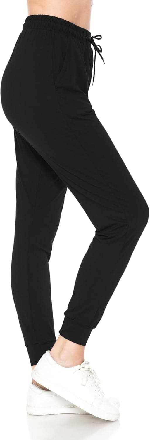 Leggings Depot Women's Jogger Sweatpants with Pockets, Cuffed Track Pants