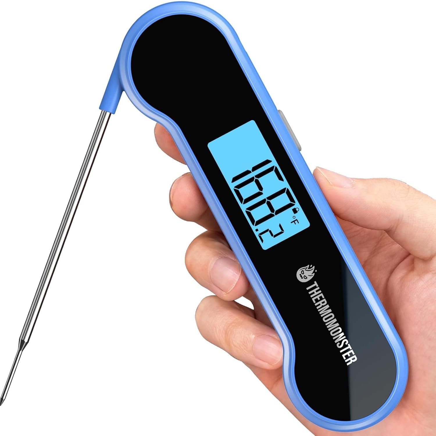 0,5 seg Termómetro de carne de lectura instantánea digital para cocinar, azul | NIST ±0,5° Termómetro de alimentos de precisión, gadgets de cocina para parrilla de horno Accesorios de barbacoa de caramelo, regalos para su papá Cumpleaños de hombre