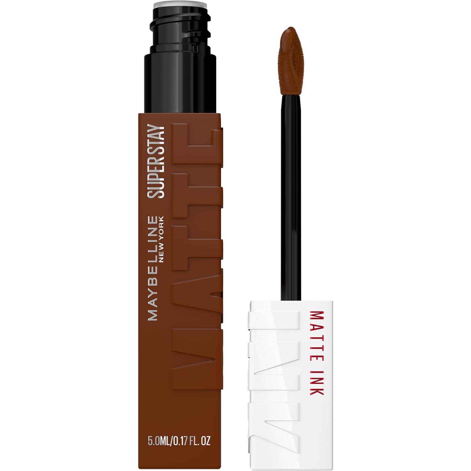 MAYBELLINE Maquillaje labial líquido Super Stay Matte Ink, color de alto impacto y larga duración, hasta 16 horas de uso, Champion (marrón frío intenso)