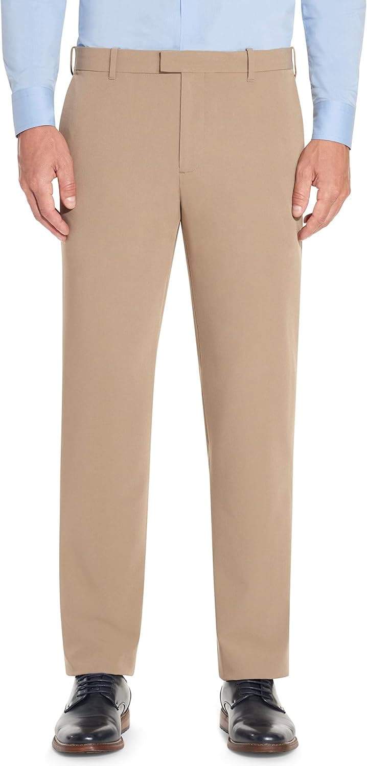 Van Heusen Pantalón de ajuste recto con frente plano flexible para hombre